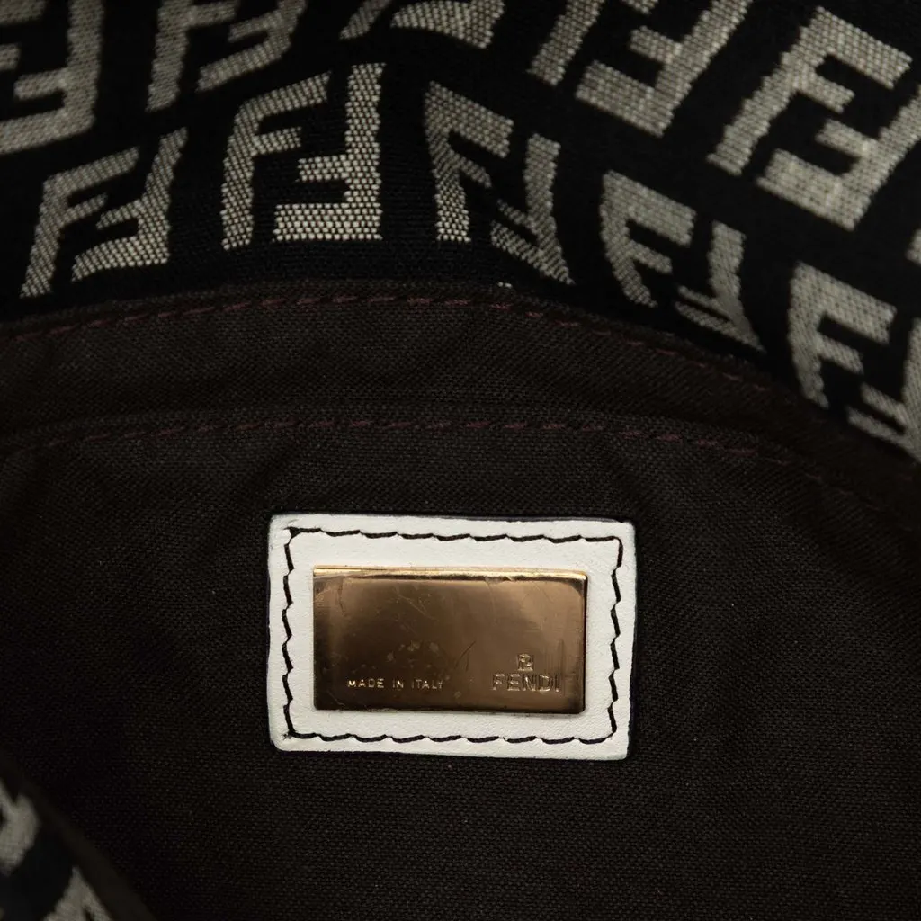 Fendi Zucchino Canvas Shoulder Bag Black Good - Box View
