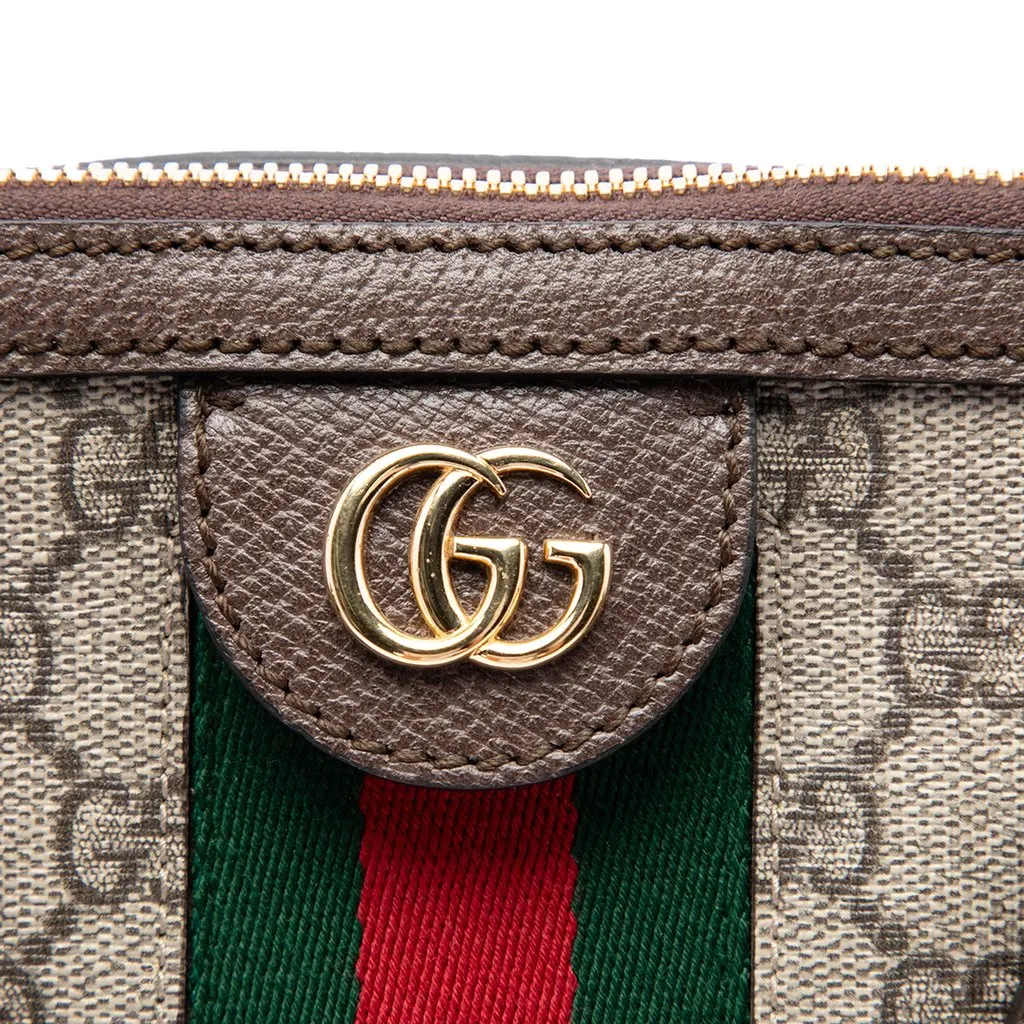 Gucci Medium GG Supreme Ophidia Web Satchel Beige Canvas Very good - Box View