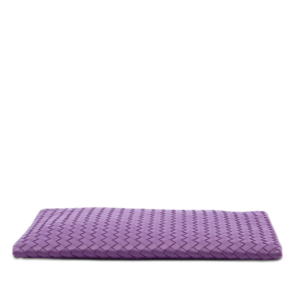 Bottega Veneta Large Nappa Intrecciato Flat Zip Biletto Pouch Purple Leather Very good - Inside View