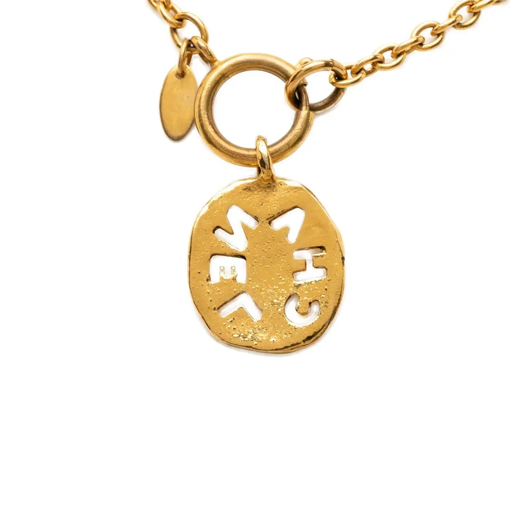 Chanel Gold Plated Cut Out Logo Pendant Necklace Gold Metal Very good - Inside View