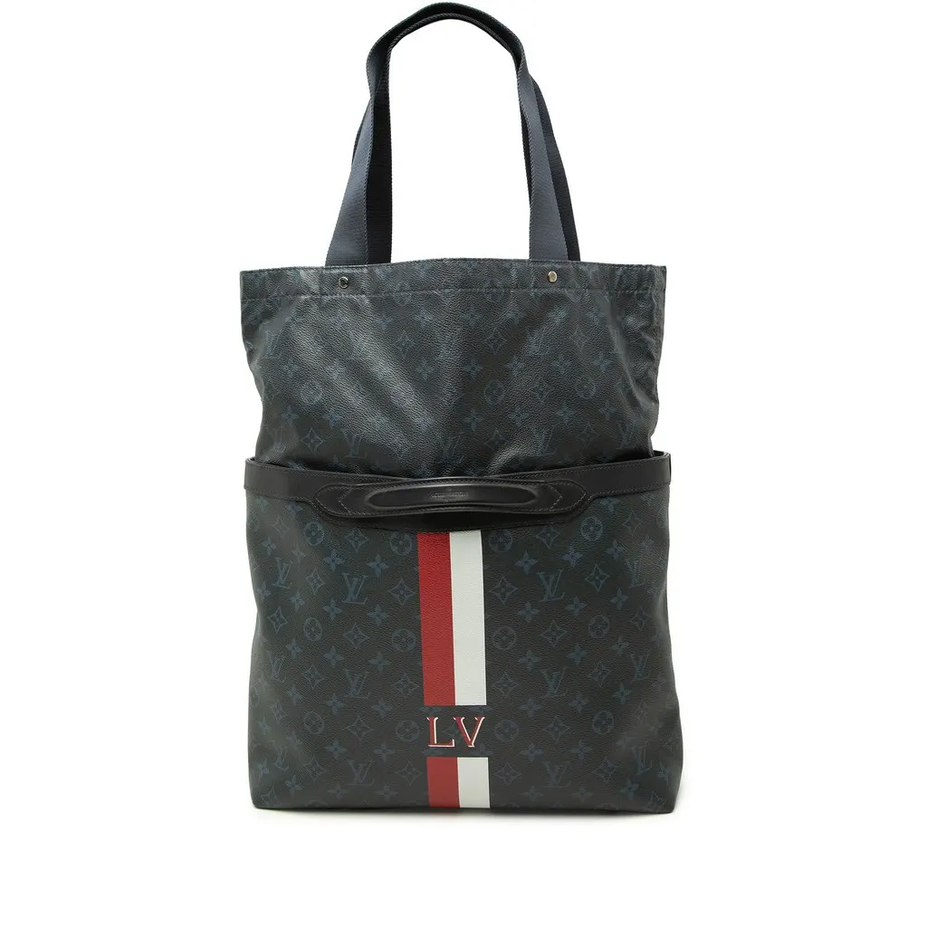 Louis Vuitton Monogram Cobalt Stripe Ultralight Bag Black Canvas Good - Front View