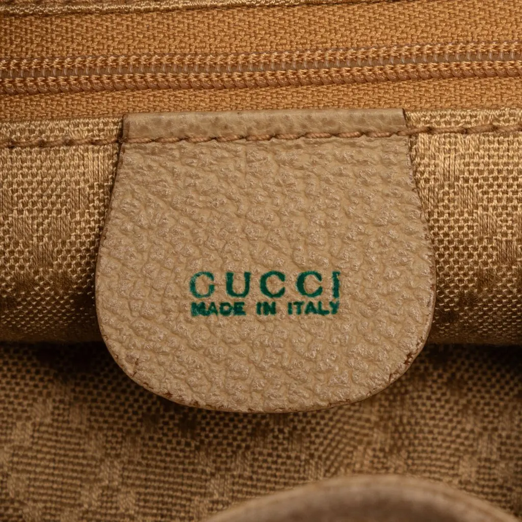 Gucci Suede Bamboo Drawstring Backpack Brown Leather Very good - Box View