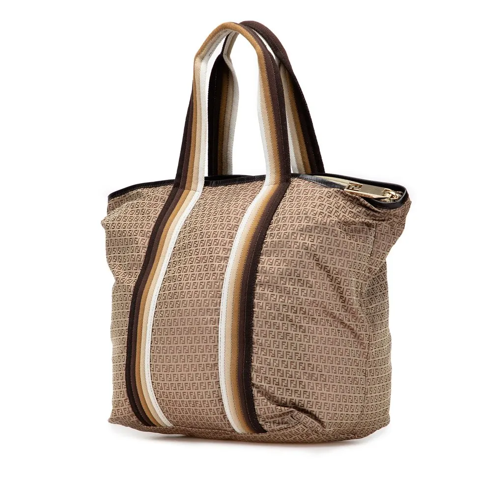 Fendi Micro Zucchino Nylon Tote Brown Good - Back View