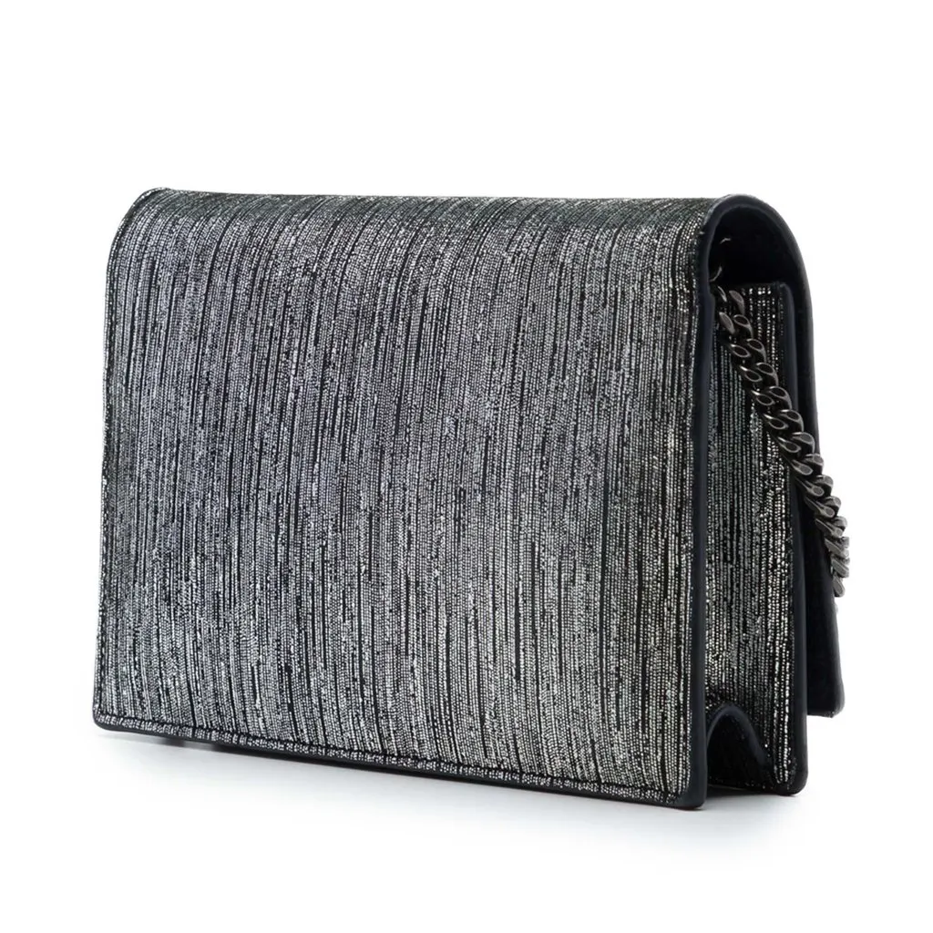 Saint Laurent Metallic Suede Monogram Kate Tassel Wallet on Chain Silver Leather Very good - Back View
