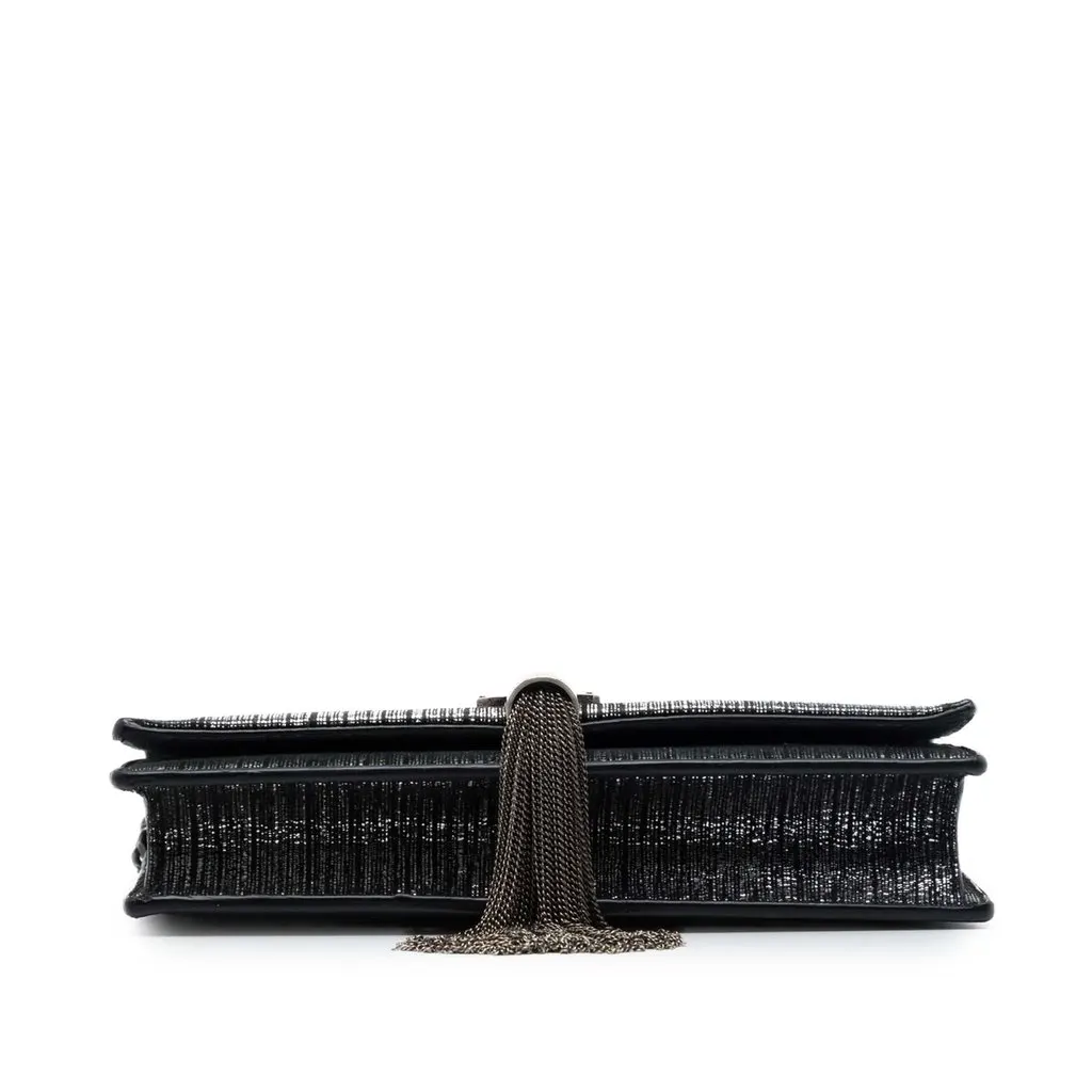 Saint Laurent Metallic Suede Monogram Kate Tassel Wallet on Chain Silver Leather Very good - Inside View