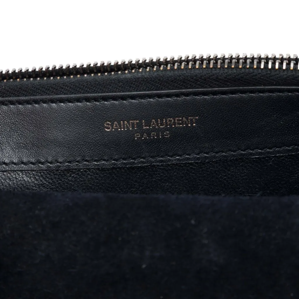 Saint Laurent Metallic Suede Monogram Kate Tassel Wallet on Chain Silver Leather Very good - Box View