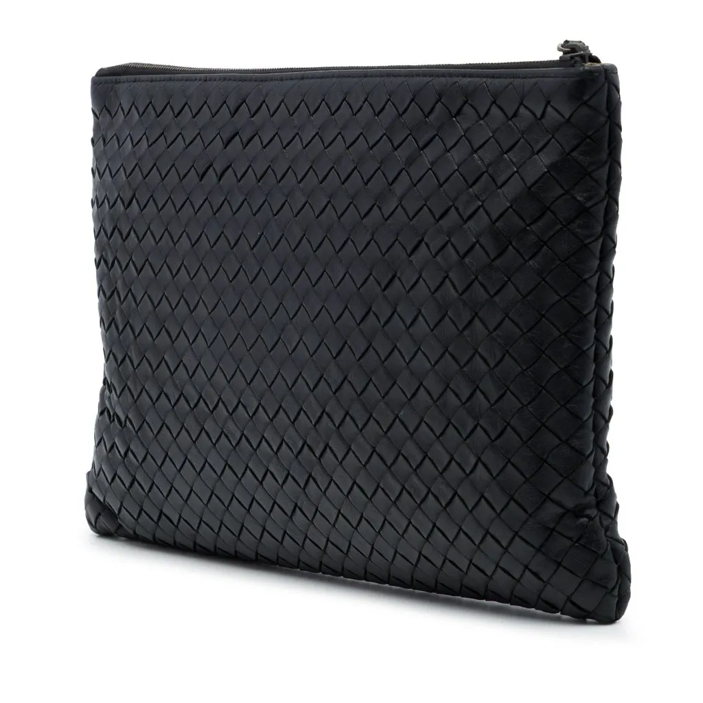 Bottega Veneta Nappa Intrecciato Clutch Black Leather Good - Back View