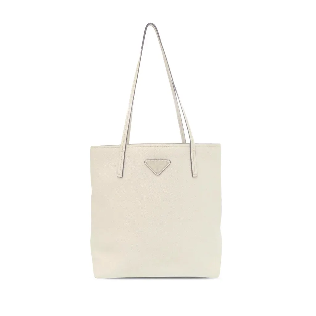 Prada Saffiano Lux Tote White Leather Very good - Front View