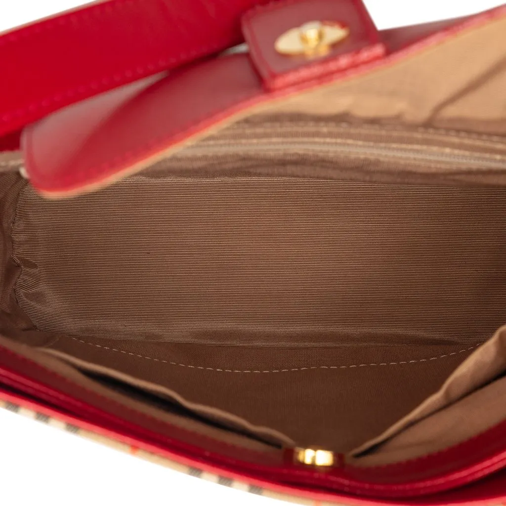 Burberry Haymarket Check Canvas Shoulder Bag Beige Very good - Model View