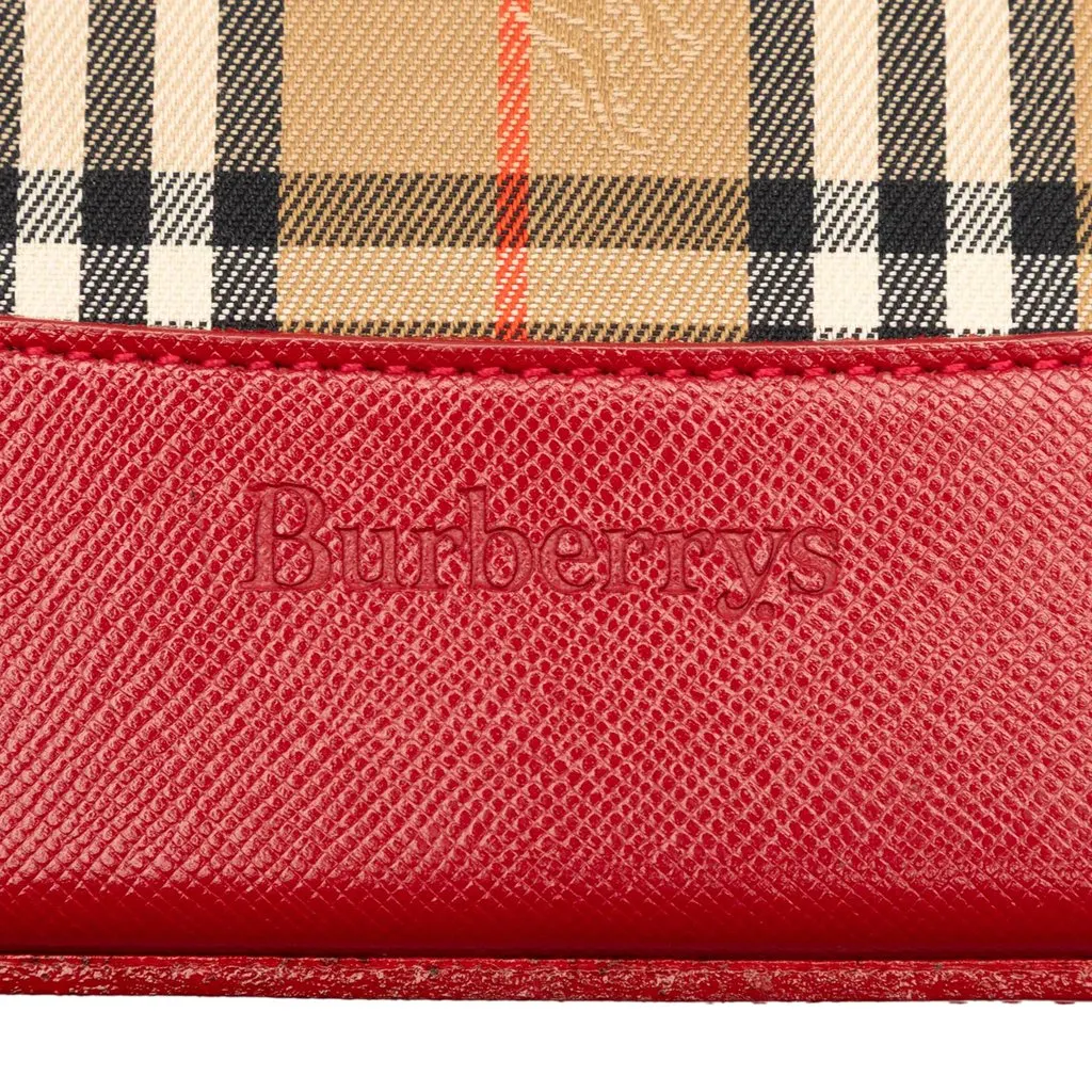 Burberry Haymarket Check Canvas Shoulder Bag Beige Very good - Box View