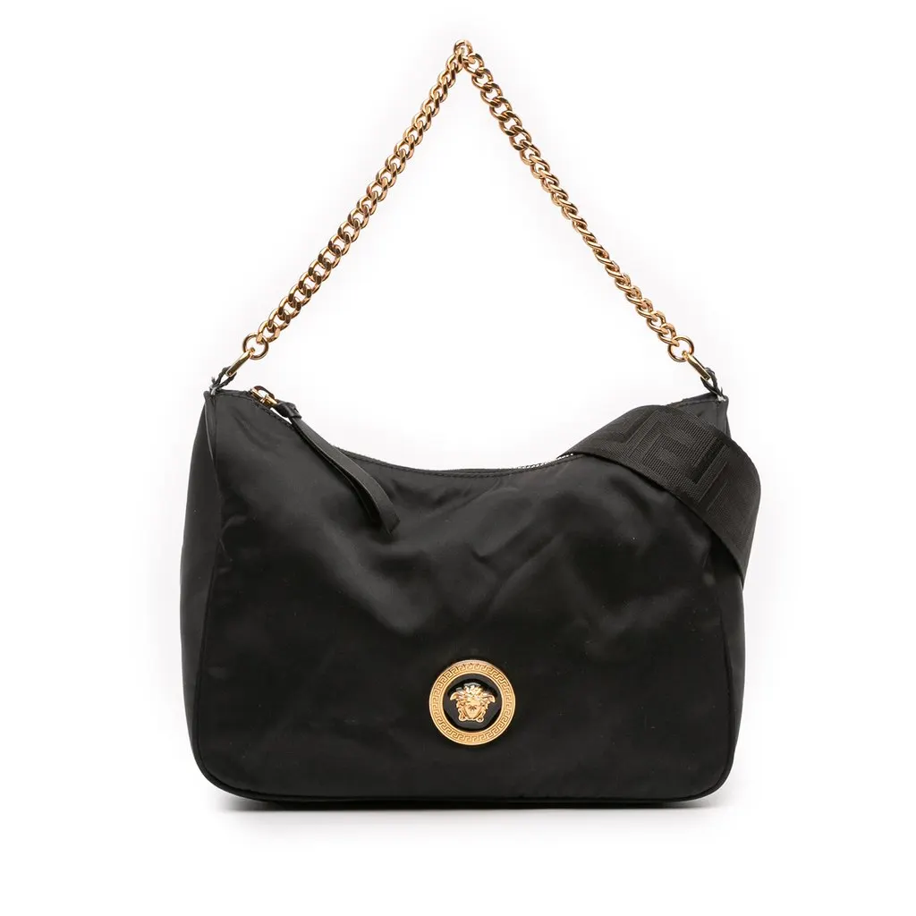 Versace Nylon Tribute La Medusa Chain Satchel Black Very good - Front View