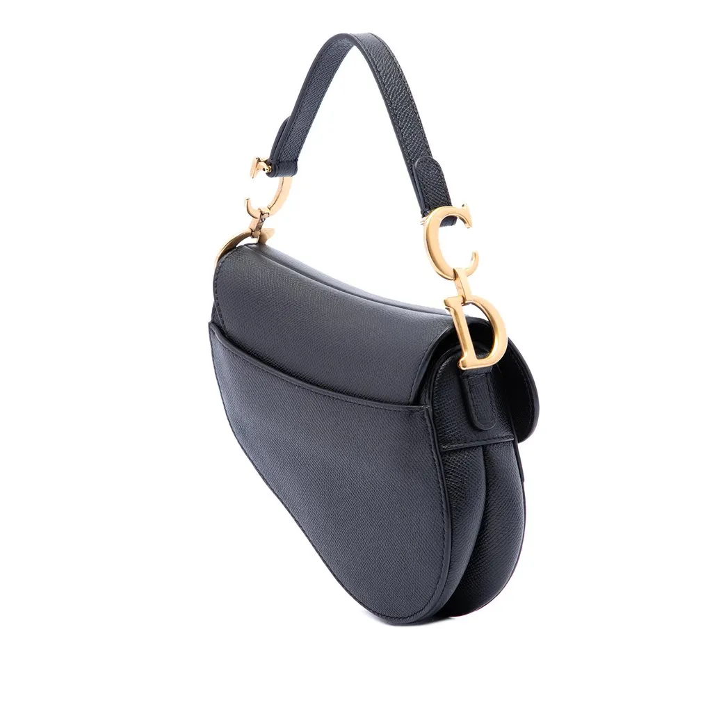 Dior Mini Grained Calfskin Saddle Black Leather Very good - Back View