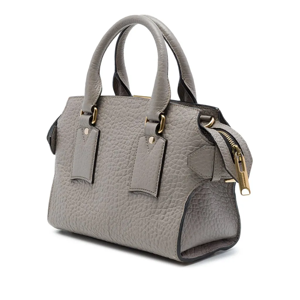 Burberry Small Grained Leather Clifton Satchel Grey Leather Very good - Back View