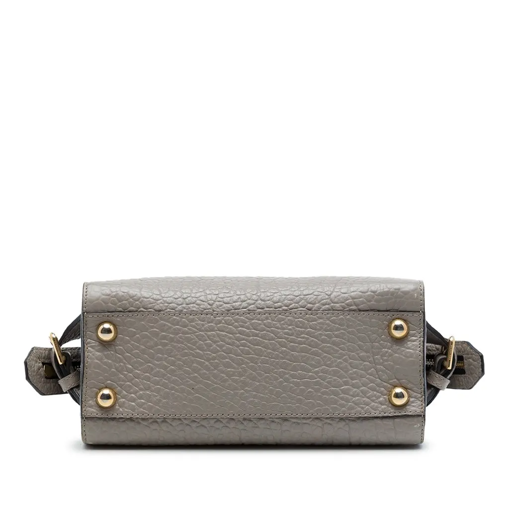 Burberry Small Grained Leather Clifton Satchel Grey Leather Very good - Inside View