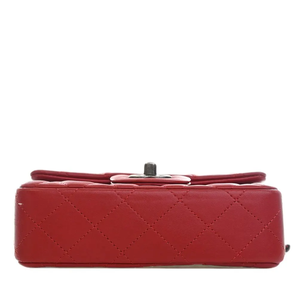 Chanel Extra Mini Rectangular Classic Lambskin Single Flap Red Leather Very good - Box View