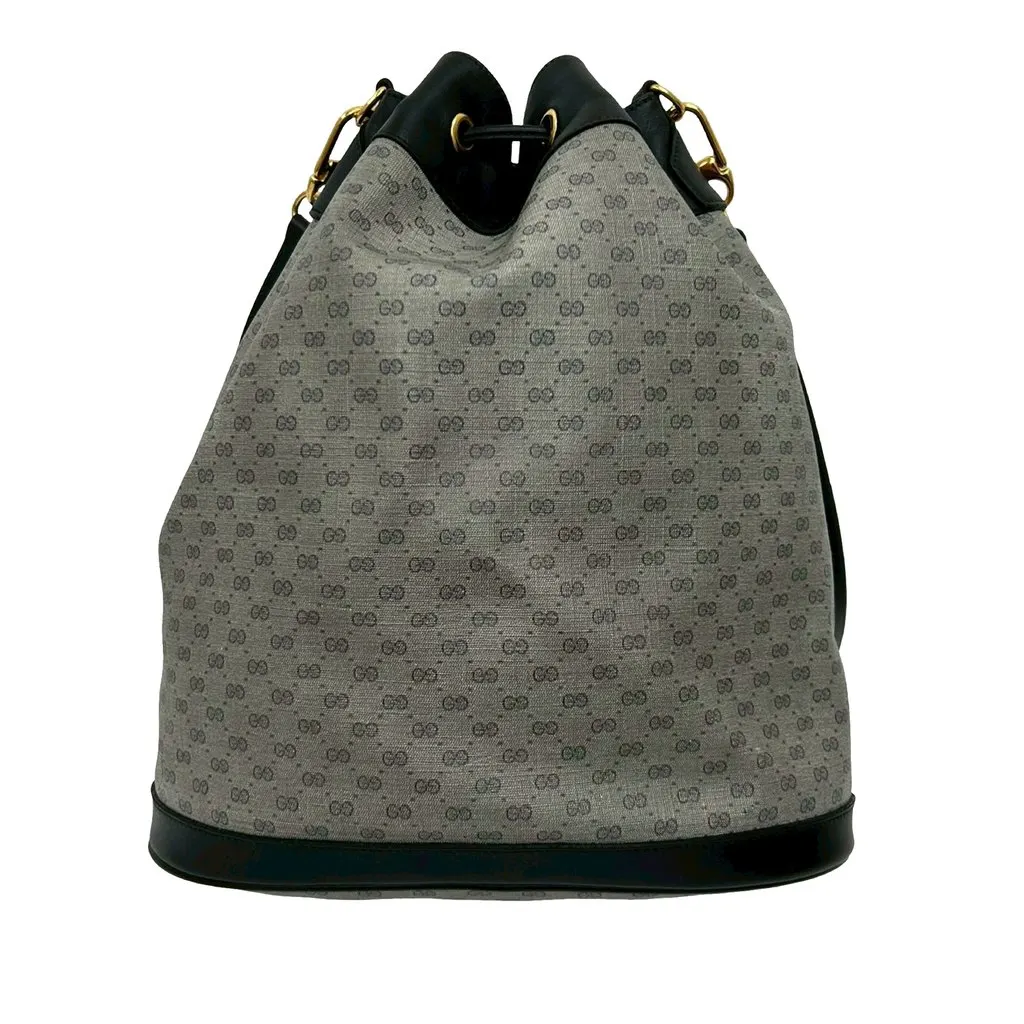 Gucci Micro GG Supreme Drawstring Bucket Bag Grey Canvas Good - Back View
