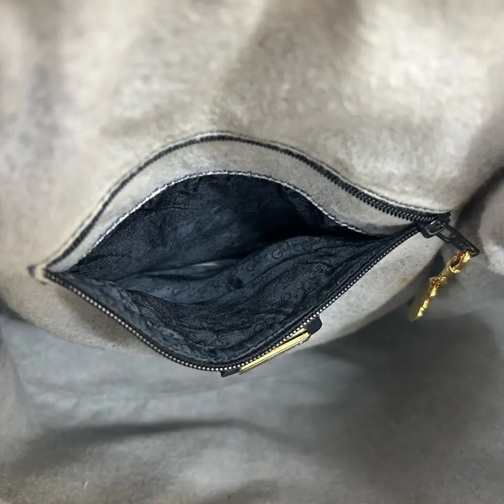 Gucci Micro GG Supreme Drawstring Bucket Bag Grey Canvas Good - Model View