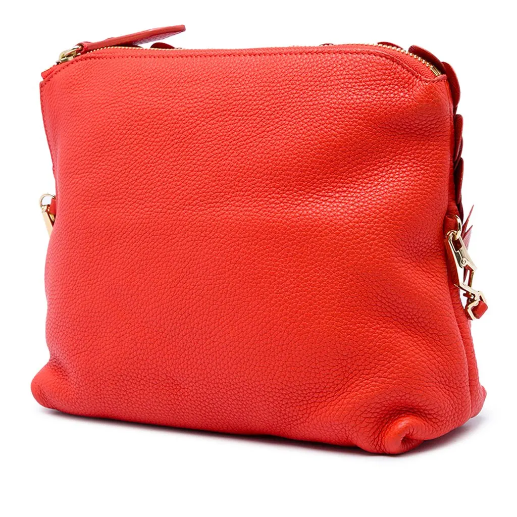 Burberry Leather The Petal Clutch With Strap Red Leather Very good - Back View