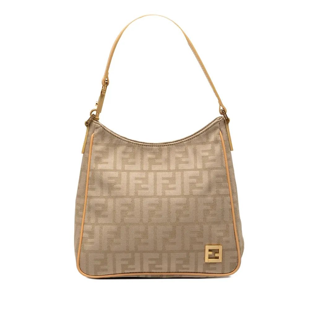 Fendi Zucca Canvas Shoulder Bag Brown Very good - Front View