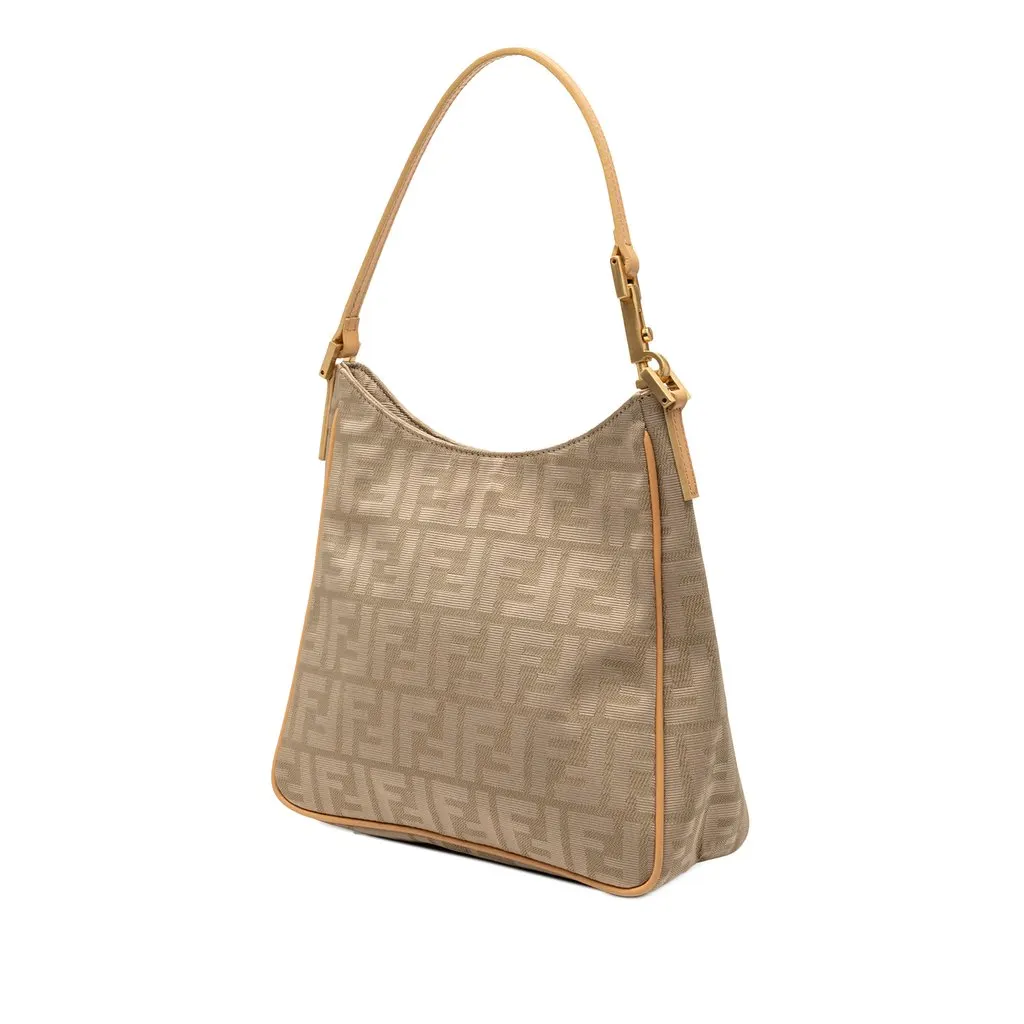 Fendi Zucca Canvas Shoulder Bag Brown Very good - Back View