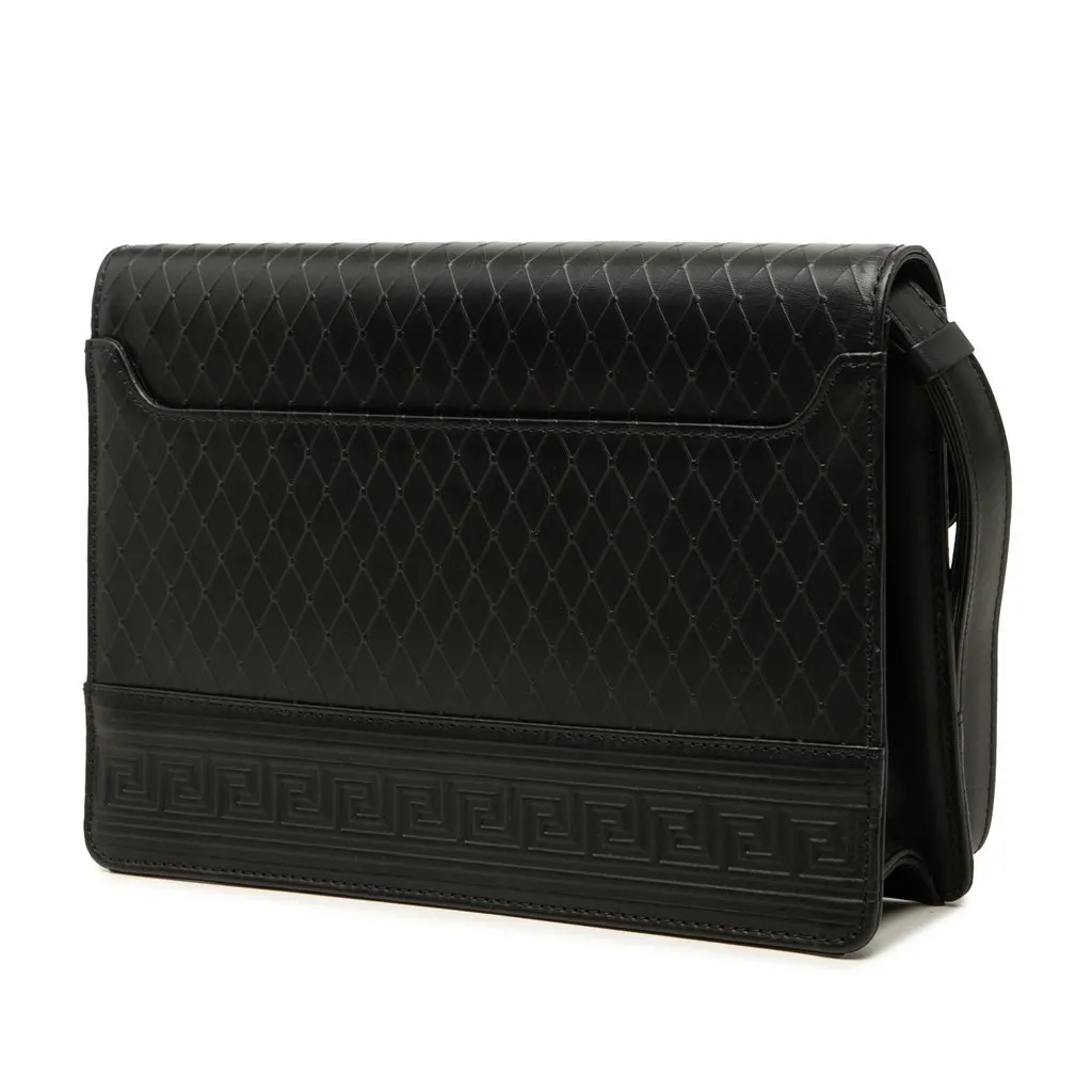 Versace Leather Medusa Sunburst Clutch Black Leather Good - Back View
