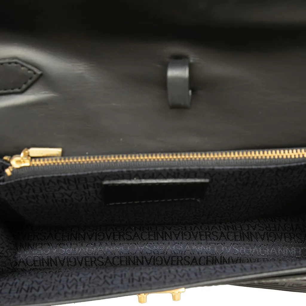 Versace Leather Medusa Sunburst Clutch Black Leather Good - Model View