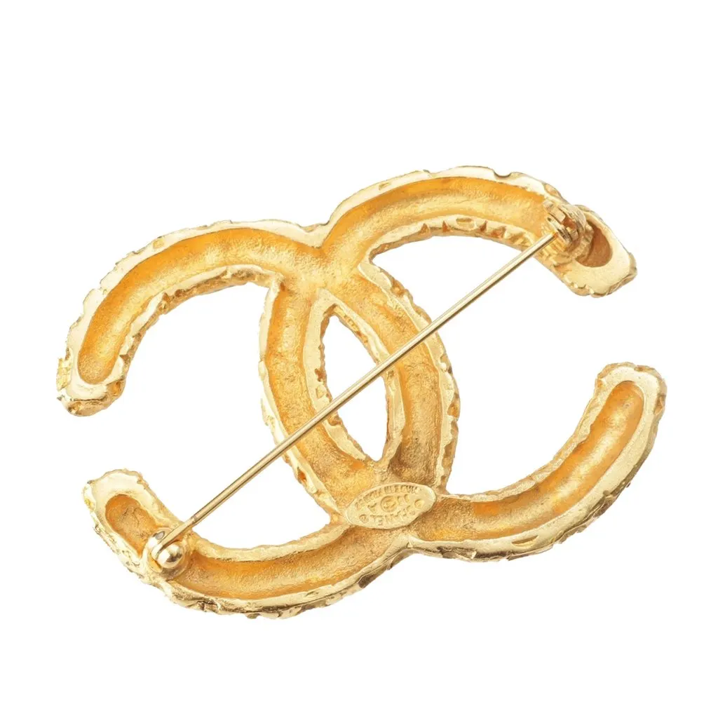 Chanel CC Gold Plated Lava Brooch Gold Metal Very good - Back View