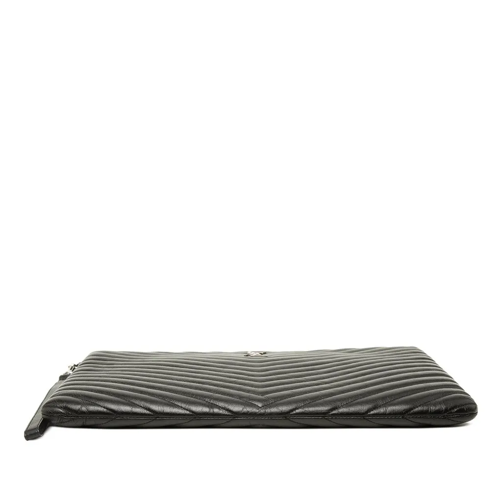 Saint Laurent Chevron Leather Monogram Document Holder Black Leather Very good - Inside View