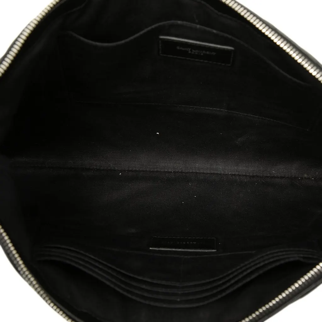 Saint Laurent Chevron Leather Monogram Document Holder Black Leather Very good - Model View