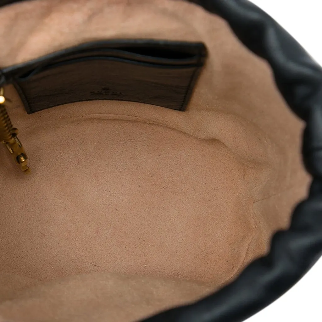 Gucci Mini GG Marmont Matelasse Diagonal Leather Torchon Bucket Bag Black Leather Very good - Model View
