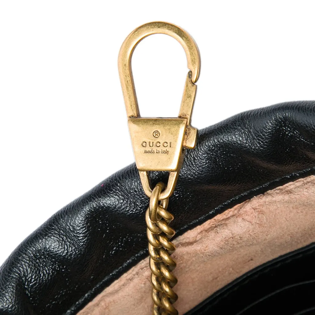 Gucci Mini GG Marmont Matelasse Diagonal Leather Torchon Bucket Bag Black Leather Very good - Box View