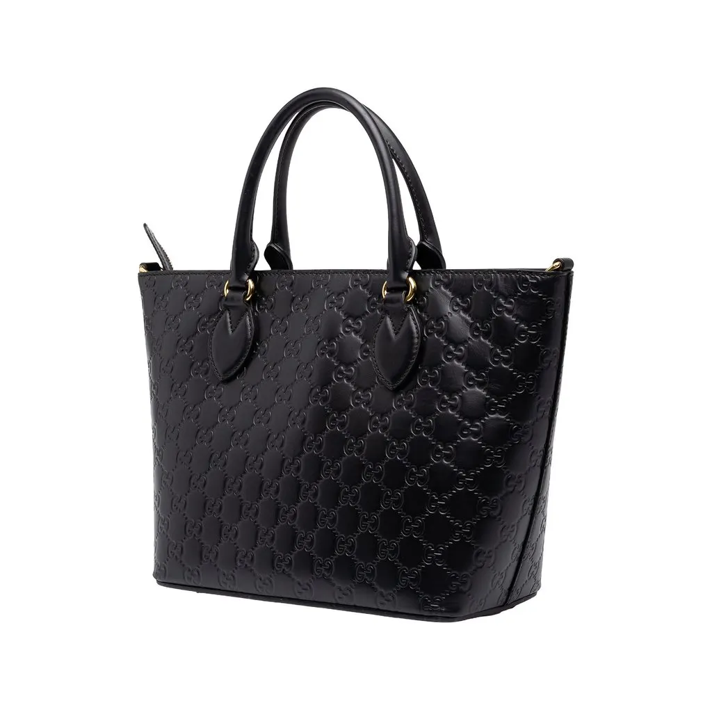 Gucci Small Guccissima Convertible Tote Black Leather Good - Back View