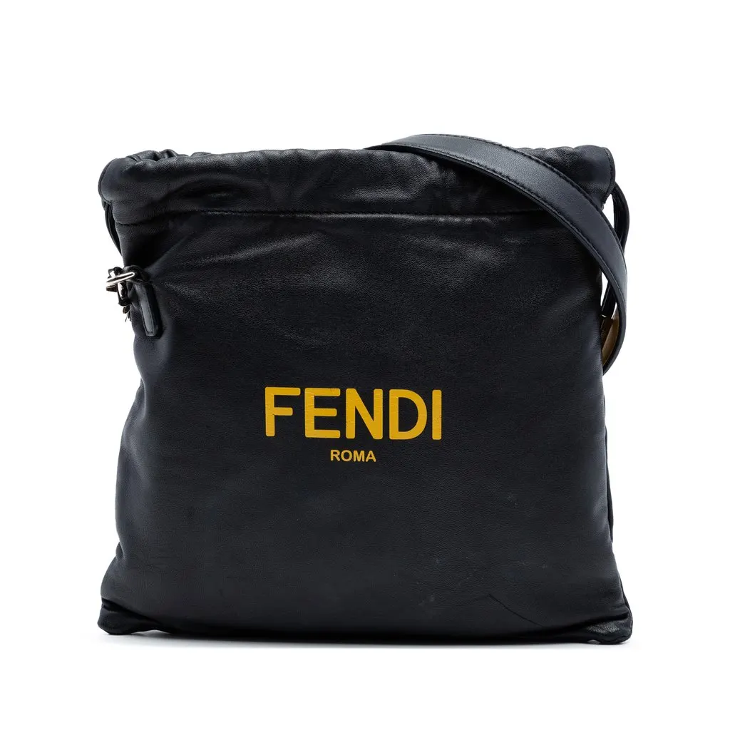 Fendi Leather Pack Pouch Bag Black Leather Very good - Front View