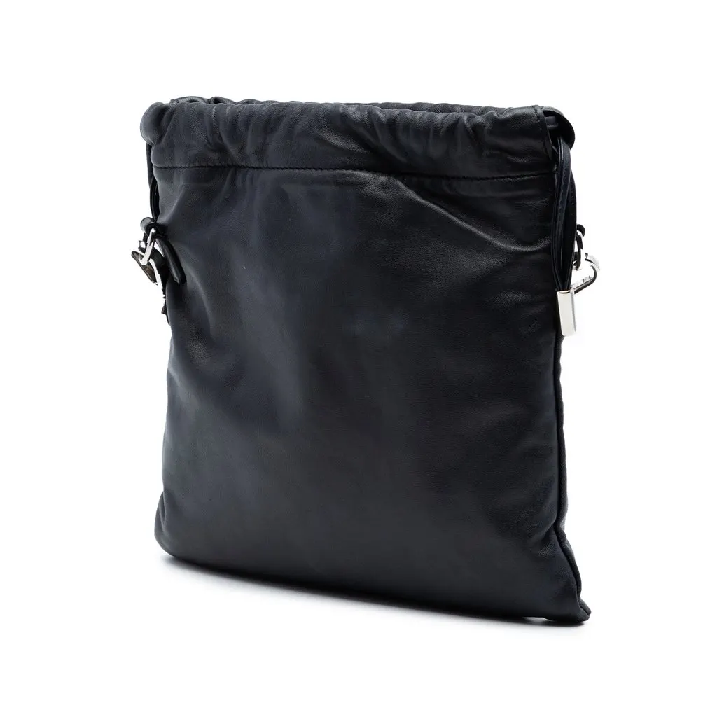 Fendi Leather Pack Pouch Bag Black Leather Very good - Back View