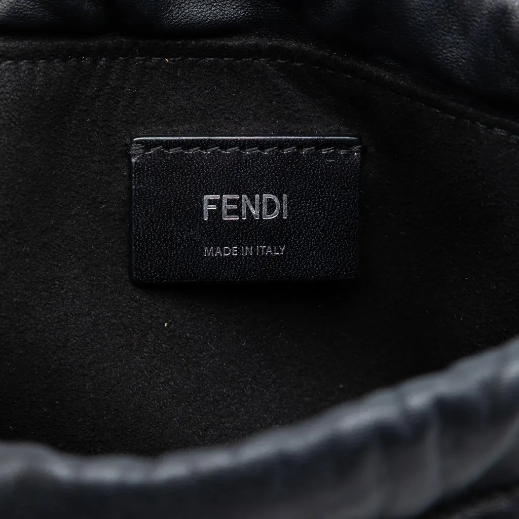 Fendi Leather Pack Pouch Bag Black Leather Very good - Box View