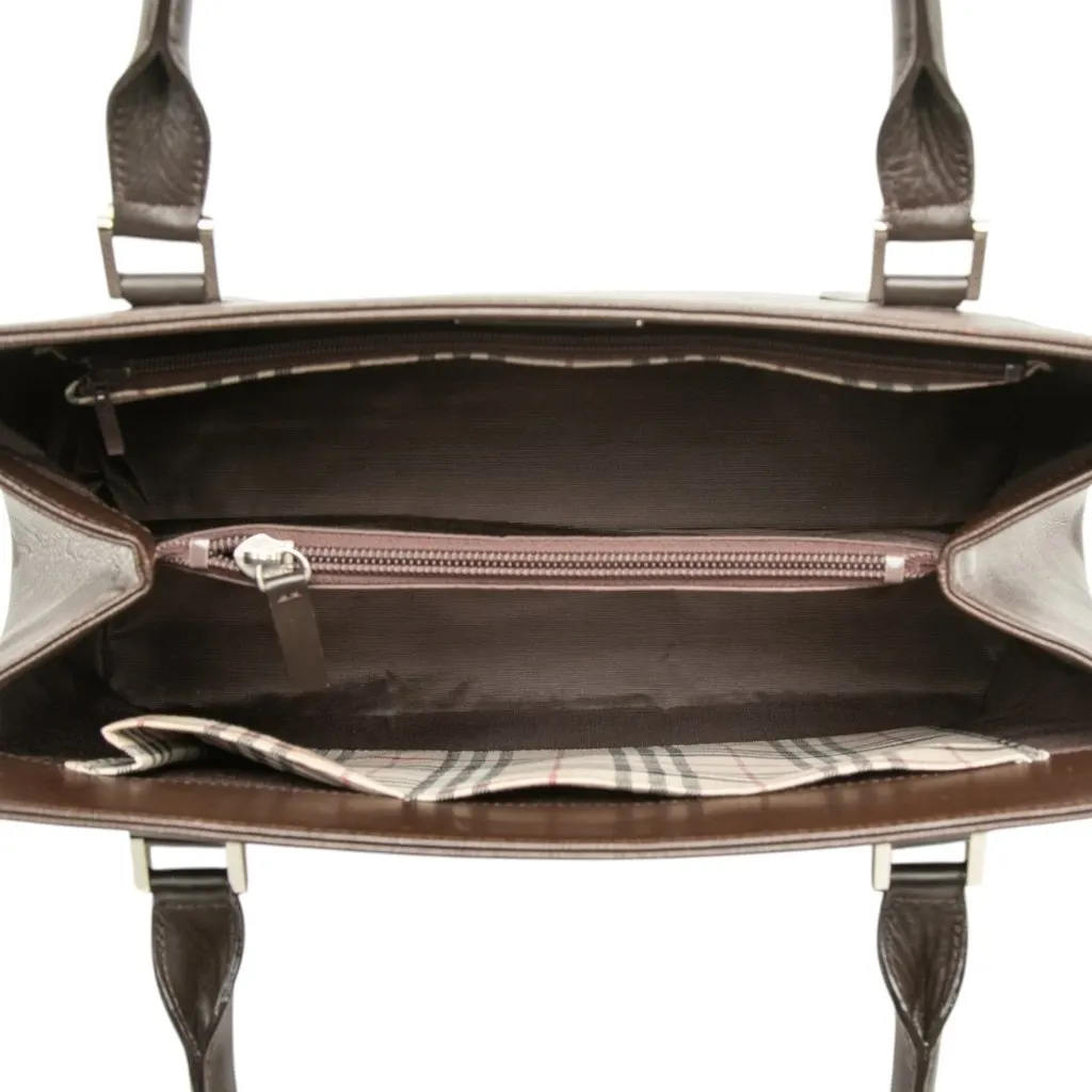 Burberry Leather Handbag Brown Leather Very good - Model View