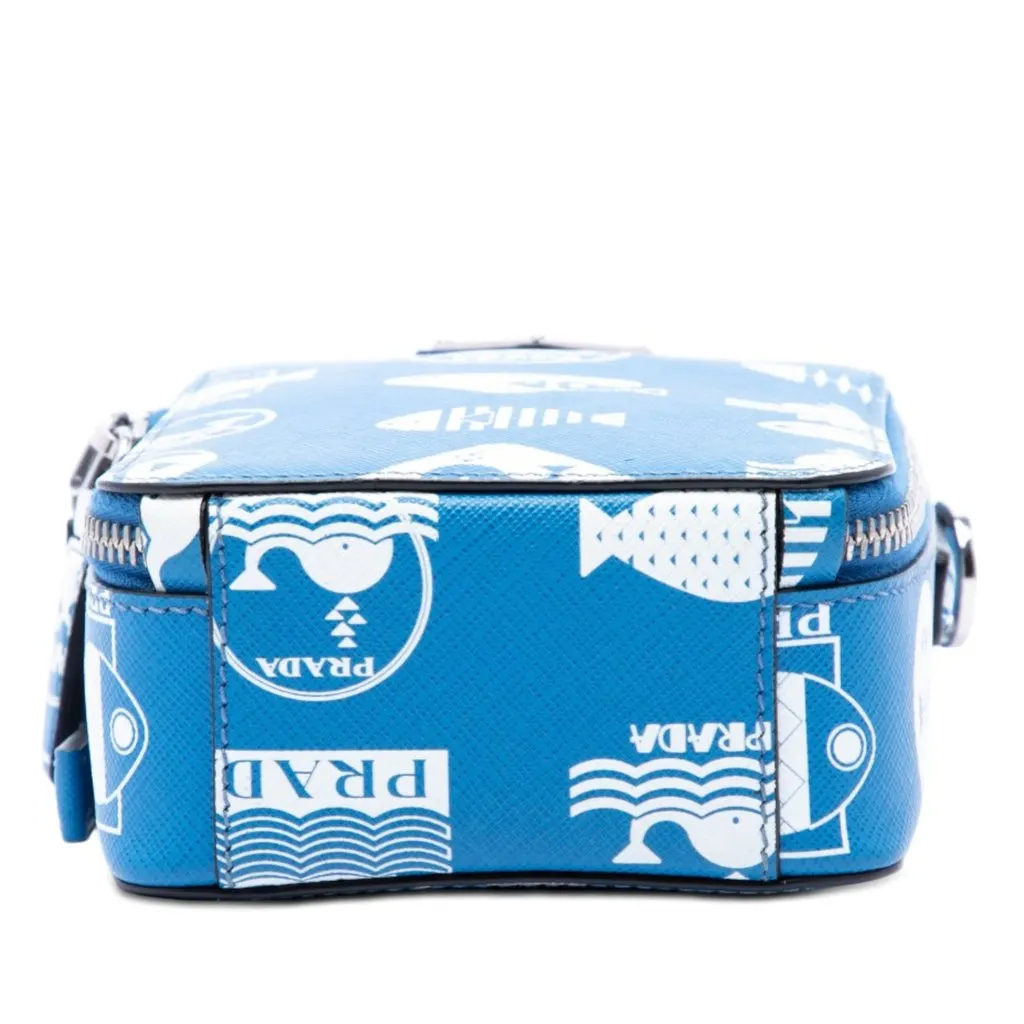 Prada Saffiano Whale Brique Vertical Crossbody Blue Leather Very good - Inside View
