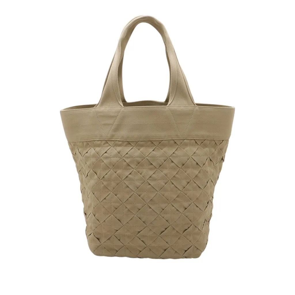 Bottega Veneta Canvas Intrecciato Webbing Open Tote Beige Very good - Front View