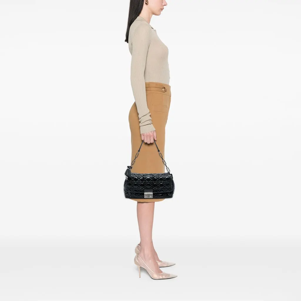 Dior Patent Cannage New Lock Shoulder Bag Black Leather Good - Box View