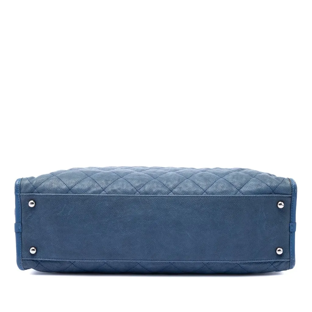 Chanel Quilted Caviar French Riviera Tote Blue Leather Very good - Inside View
