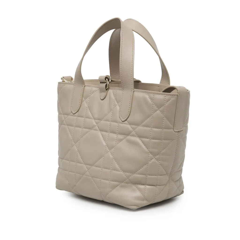 Dior Small Calfskin Macrocannage Toujours Satchel Beige Leather Very good - Back View