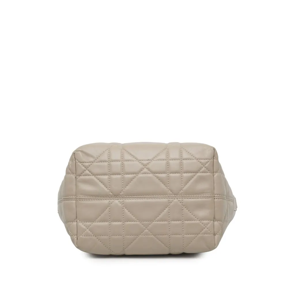 Dior Small Calfskin Macrocannage Toujours Satchel Beige Leather Very good - Inside View
