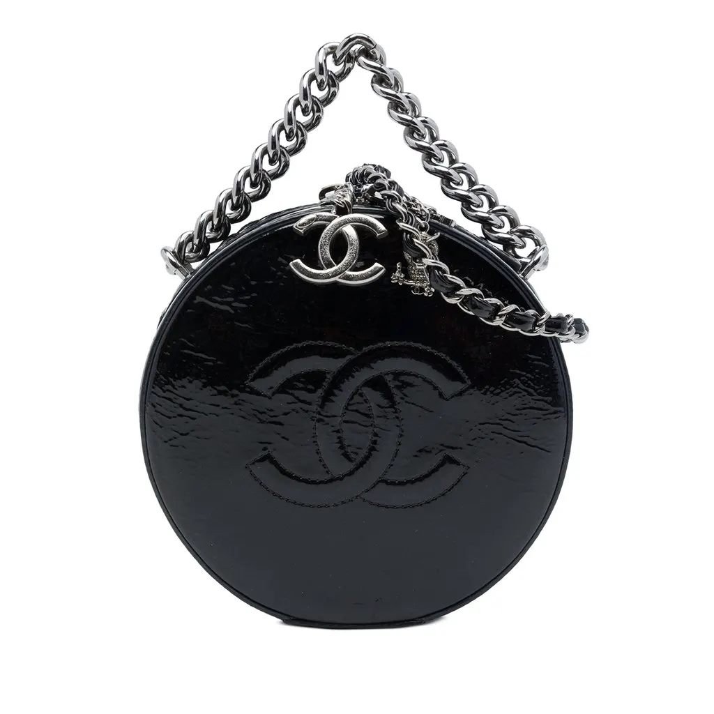Chanel Patent Leather Round As Earth Crossbody Black Leather Very good - Front View