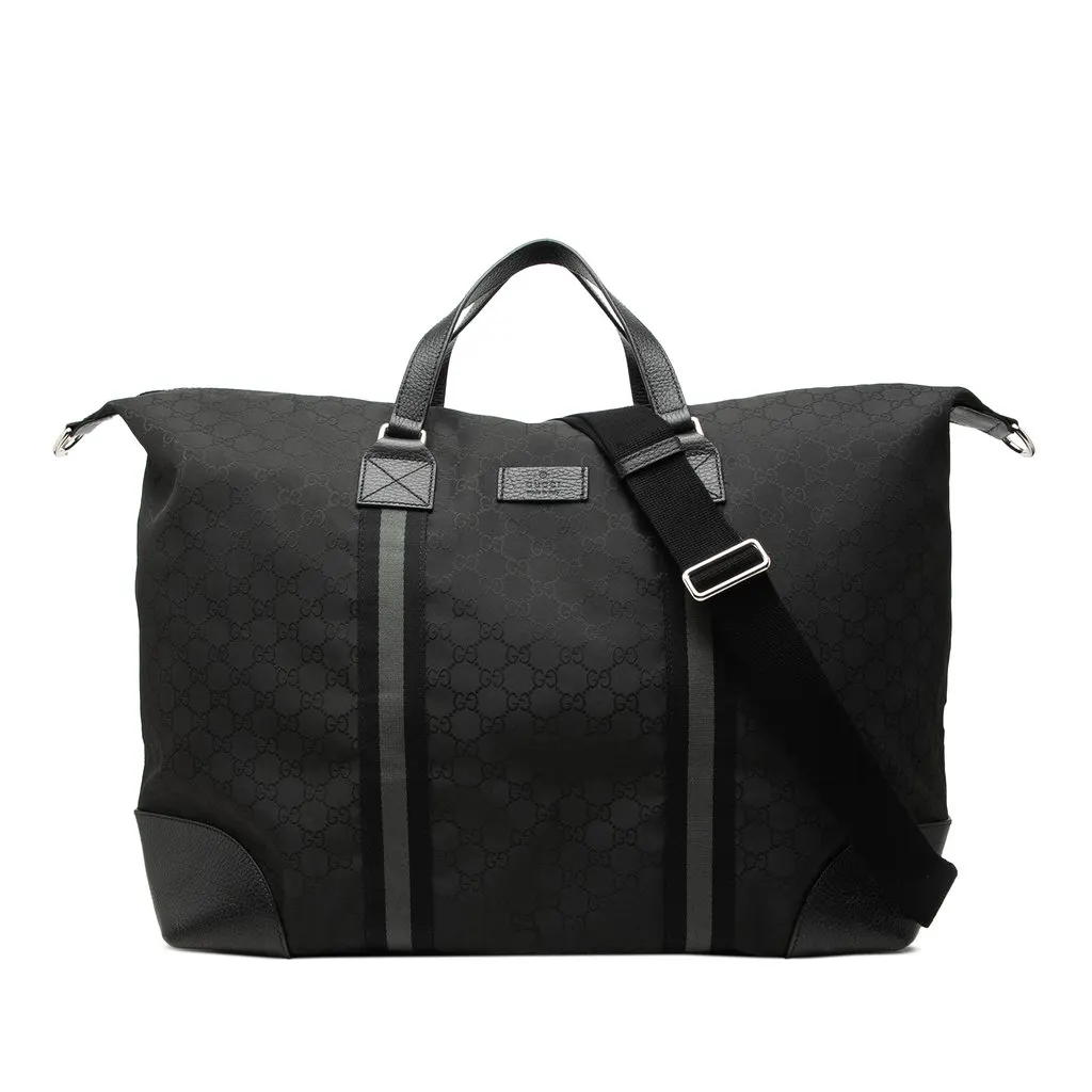Gucci XL GG Nylon Web Duffle Bag Black Very good - Front View