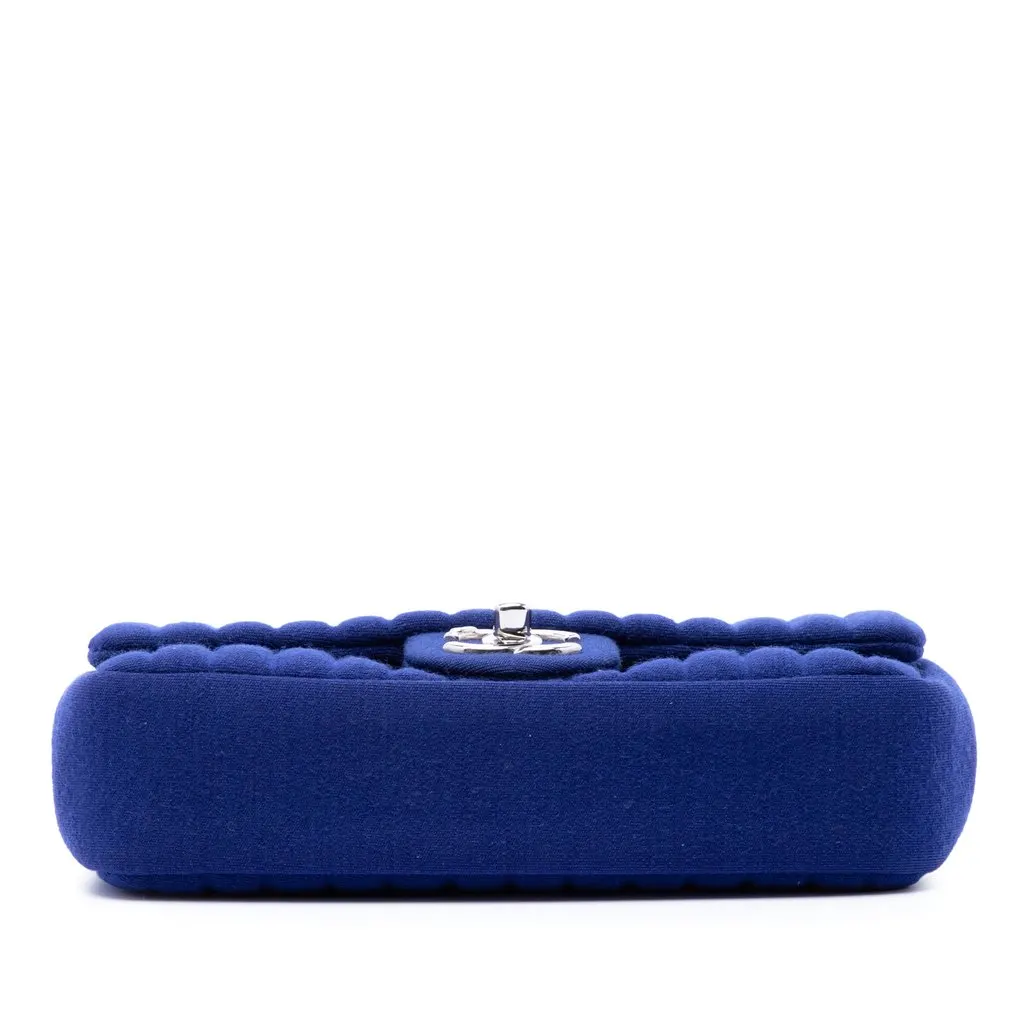 Chanel Mini Vertical Quilted Jersey Single Flap Blue Very good - Inside View