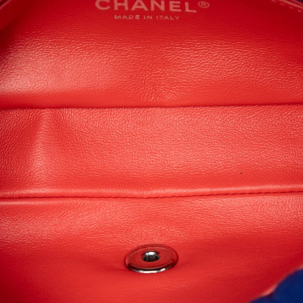 Chanel Mini Vertical Quilted Jersey Single Flap Blue Very good - Model View