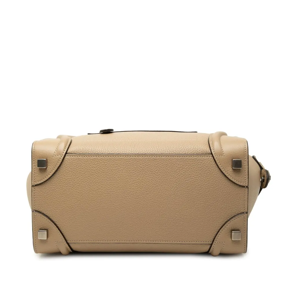 Celine Micro Drummed Calfskin Luggage Tote Beige Leather Very good - Inside View