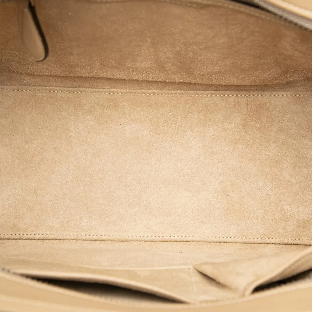 Celine Micro Drummed Calfskin Luggage Tote Beige Leather Very good - Model View
