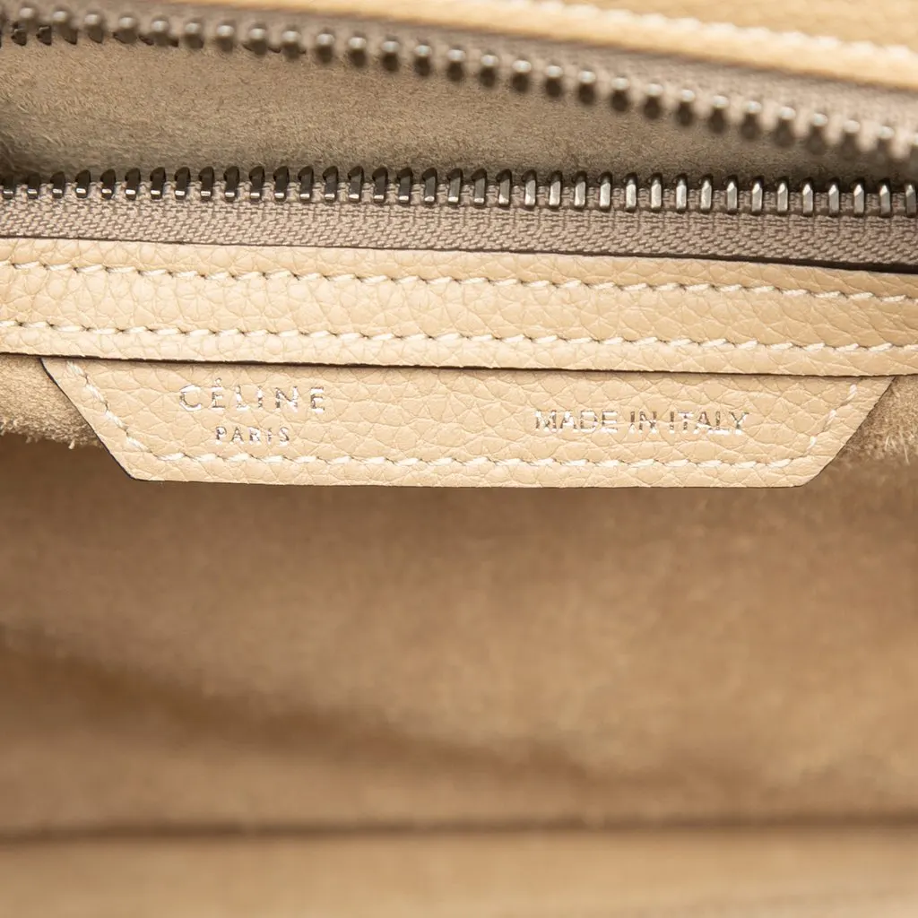 Celine Micro Drummed Calfskin Luggage Tote Beige Leather Very good - Box View