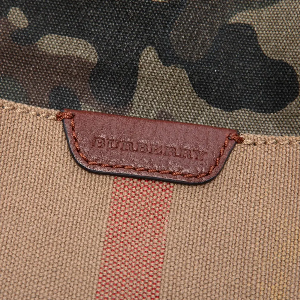 Burberry Mini Mega Check Canvas Camouflage Ashby Tassel Bucket Bag Brown Canvas Very good - Box View